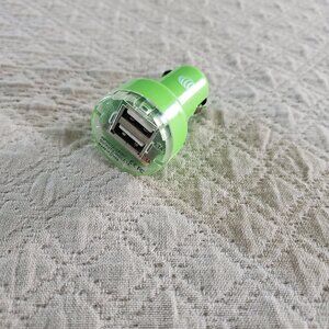 Lime Green Dual Port USB Car Cigarette Lighter Charger